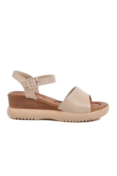 Aspor Beige Women's Wedge Heel Sandals