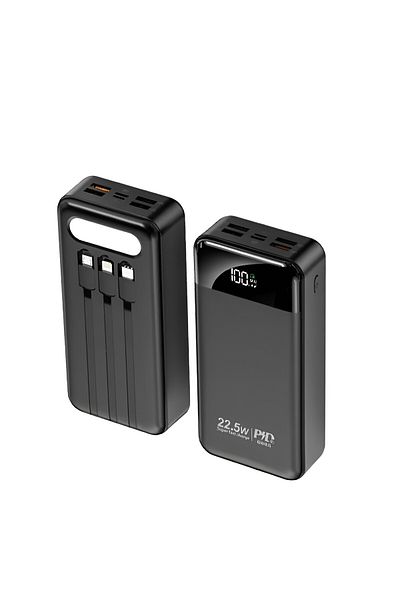 Generic Power Bank 20000mAh 22.5W Fast Charge with 3 Built-in Cables & LED Display for Phones & Tablets