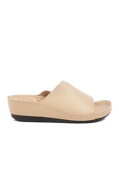 Aspor Beige Anatomical Women's Wedge Heel Slippers
