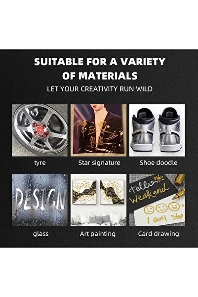 AEÇTASARIM Gümüş Renkli Marker Kalem Gümüş Keçeli Kalem