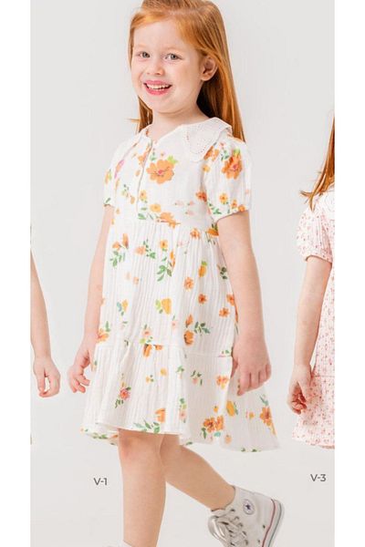 Sani Sani̇ Girl's Floral Patterned Summer Dress (Age 2-5)