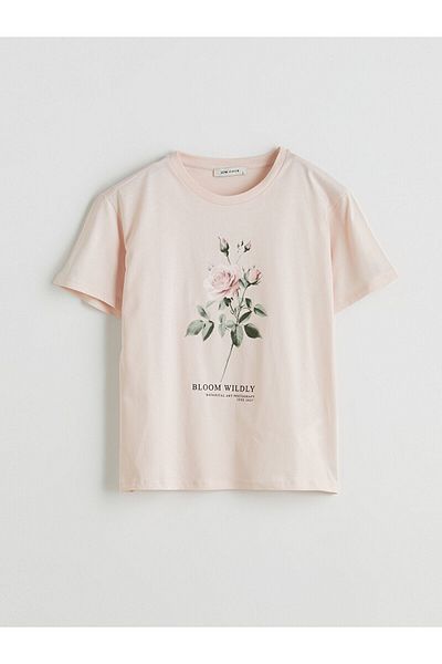 LC Waikiki Γυναικείο φλοράλ μπλουζάκι Crew Neck