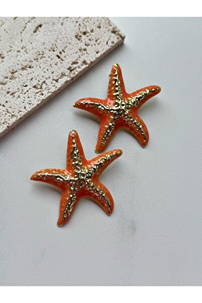 mos&more Turuncu Deniz Yıldızı Kadın Küpe