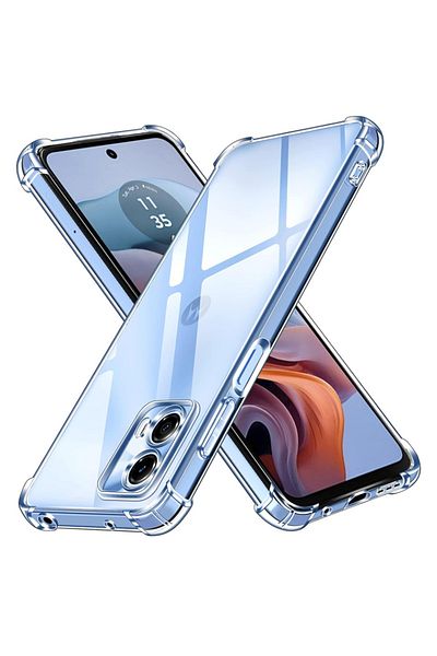 SKYDDAR INNOVATION Carcasă pentru Motorola Moto G34 / G45, rezistentă la șocuri, transparentă, subțire, din silicon, set de autocolante