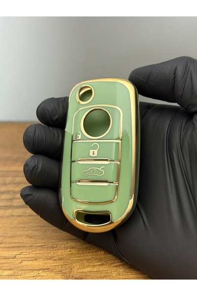 Mavi Keys Husă de protecție din silicon cu 3 butoane pentru telecomandă compatibilă cu Fiat Egea - Doblo 2024 - 2025 – Verde
