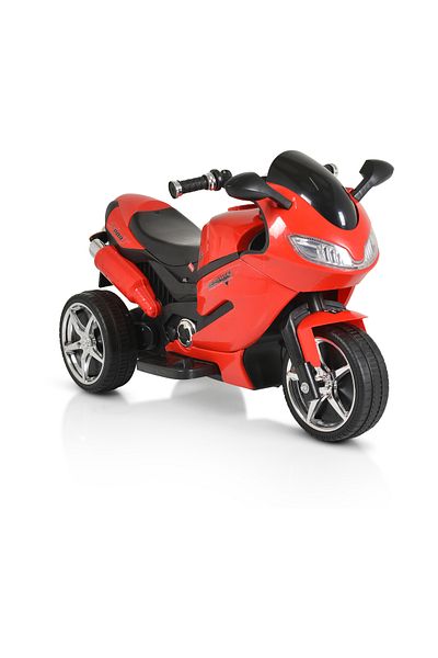 OEM Motocicleta electrica copii cu 3 roti Moni Comet Rosu, scaun piele, lumini LED, varsta minima 3 ani+