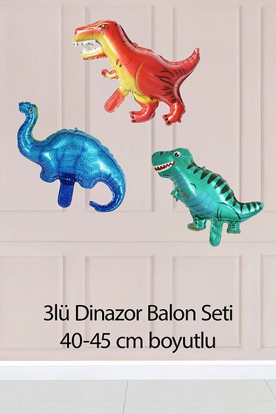 Atölye Mi 3 Year Old Dinosaur Concept Birthday Balloon Set Dinosaur Theme