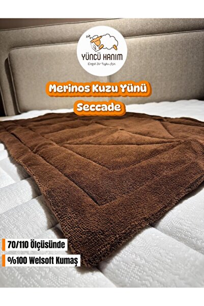 Yüncü Hanım %100 Yün Dolgulu, Kahve Renkli Welsoft Yüzey 70 X 110 Cm Ebat Seccade
