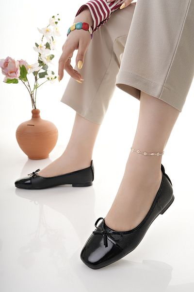 Modafırsat Women's Ballerina Black Stylish Home Business Office Casual Shoes