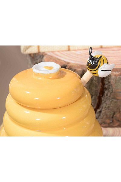 Decorer Ceramic Honey Jar Orange Ø 9 cm x 8 H