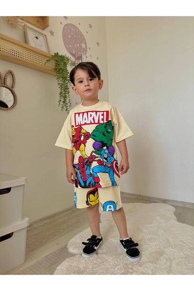 JELİBOOM طقم شورت للأولاد من Marvel Heroes مصنوع من القطن العضوي بنسبة 100%