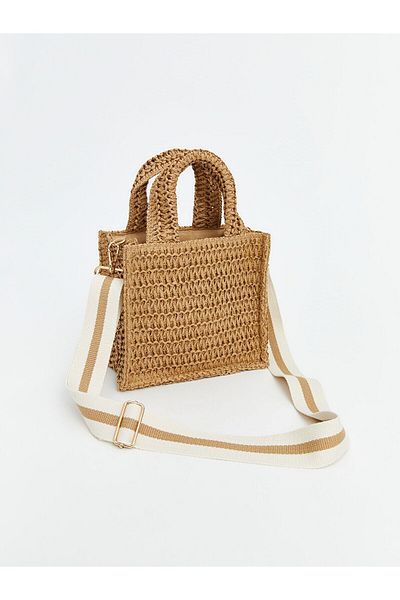 LC Waikiki Women's Straw Shoulder Bag with Adjustable Strap