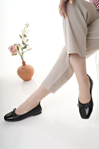 Modafırsat Women's Ballerina Black Stylish Home Business Office Casual Shoes