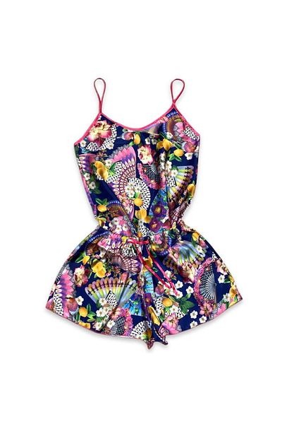 Intisimo Women's Pajamas, Satin, 2 Pieces, Bloomed, Black