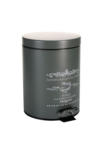 BREZIUM Metal Trash Can with Handle and Pedal, 5L, BREZIUM, Anthracite, 28x21cm