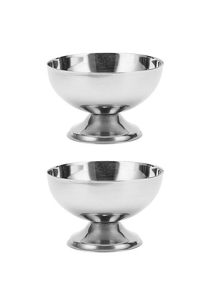 sui home 2-Piece 11 cm Large Size Steel Round Ice Cream Presentation Bowl