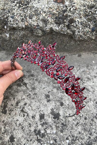 Hobigram Clara Burgundy Bridal Henna Crown Special Occasion Accessory Women's Crown Hair Accessory – Bridal Accessory, Stylish Design