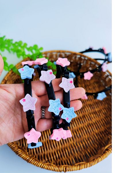 Nisankids Soft Colorful Star Patterned Latch Crown Clamp Crown