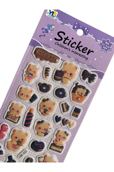 Pembe Pasaj Bear Pattern Sticker – Embossed 3D Sticker Label – Notebook Laptop Agenda Bullet Journal Sticker