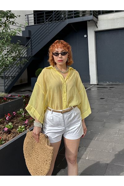 Bak'ap Premium Transparent Yellow Butter Yellow Perry Oversize Shirt