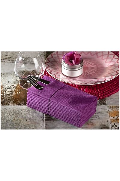 AIRLAID Purple Fabric Textured Pocket Napkin 40X40 1/8 Fold 50 Pieces