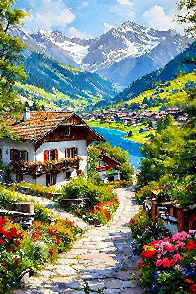 Aden MANZARA ÇOK RENKLİ KANVAS TABLO