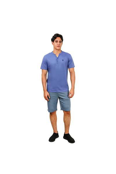 Giordano Men's Henley Tee with Lion Embroidery