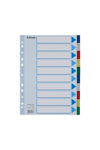 Esselte A4 Separator, 10 Colors, 115 Micron Pp, for Regular Archiving