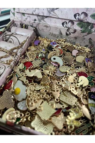 Antin Kuntin 20 Adet Karışık Renkli Desenli Kolye Ucu Hediyelik