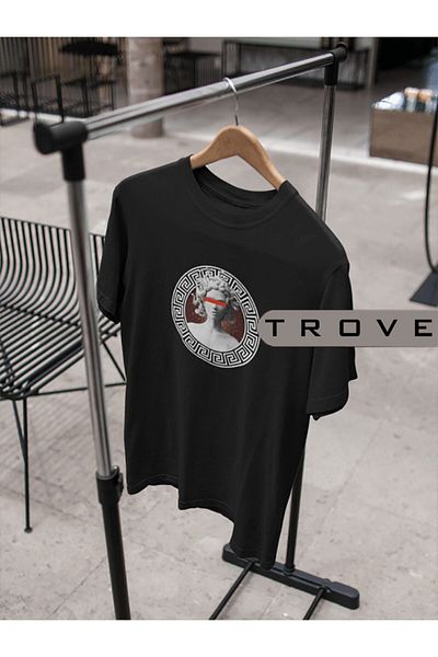 Pisa Art Unisex Γυναικεία Ανδρική Μυθολογία Medusa Versac 100% βαμβακερό εμπριμέ ασπρόμαυρο μπλουζάκι