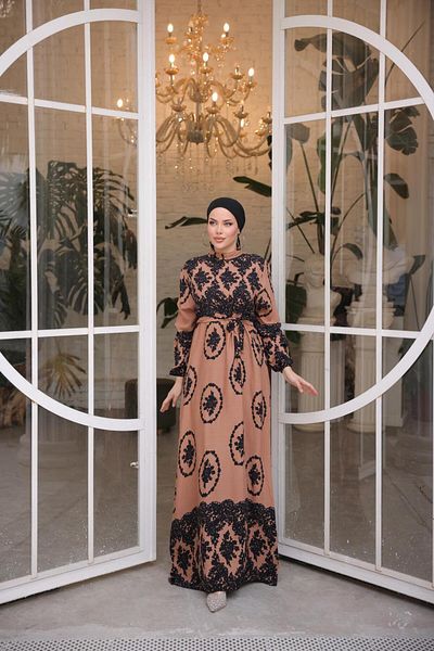 Nissra Rochie din viscoză cu model baroc Ankanoor Anka25zv5