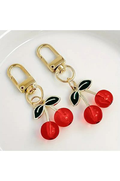 CEDAN 2Pcs Elegant Cherry Pendant Keychain