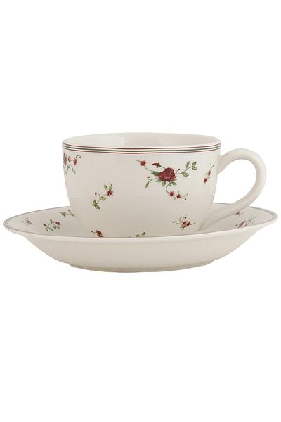 Clayre & Eef Ceramic Cup with Saucer Roses 15x7 cm 0.2 L