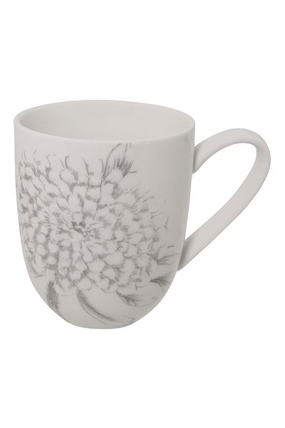 Clayre & Eef Ceramic Mug White Flowers 11x8x9 cm
