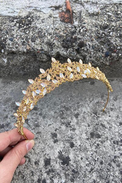 Hobigram Clara Gold Bridal Henna Crown Special Occasion Accessory Women's Crown Hair Accessory – Bridal Accessory, Stylish Design