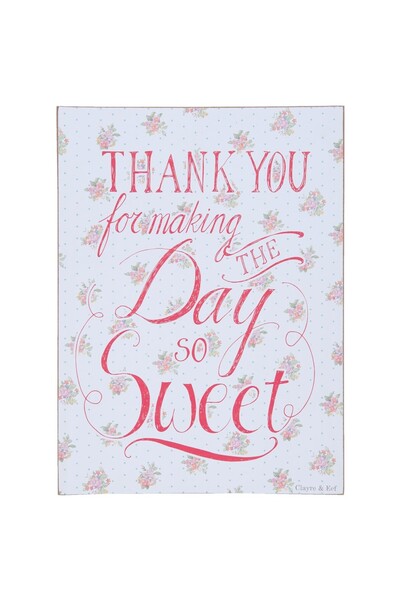 Clayre & Eef Tablou suspendat cu mesaj motivațional „Mulțumesc” 30 cm x 40 cm