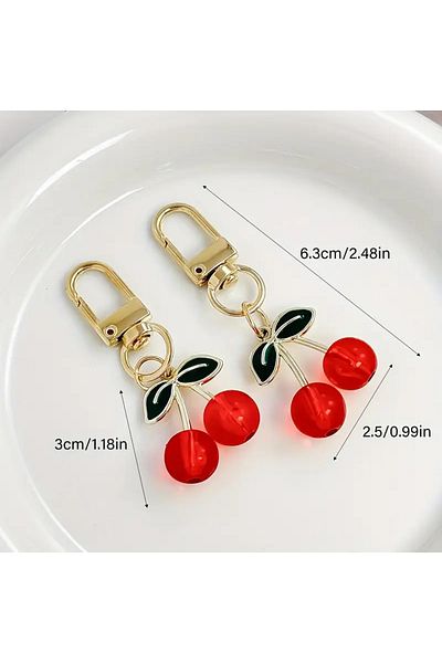 CEDAN 2Pcs Elegant Cherry Pendant Keychain