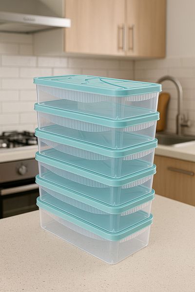 DolphFin 6-Piece Colorful Lid Refrigerator Organizer 1.1 Liter Storage Container