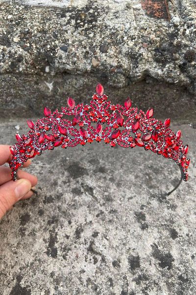 Hobigram Clara Red Bridal Henna Crown Special Occasion Accessory Women's Crown Hair Accessory