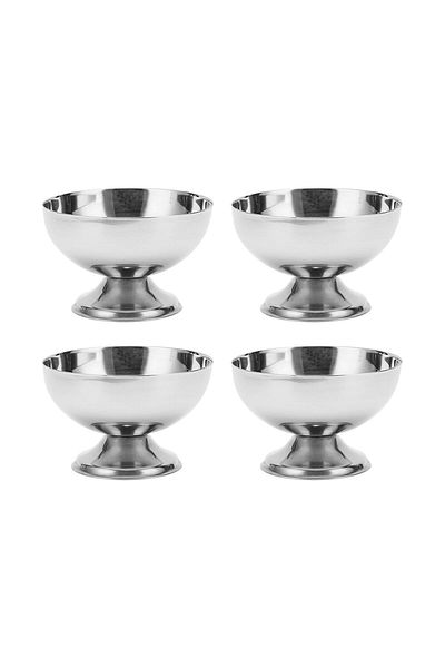 sui home 4 Pieces 11 cm Large Size Steel Round Ice Cream Presentation Bowl