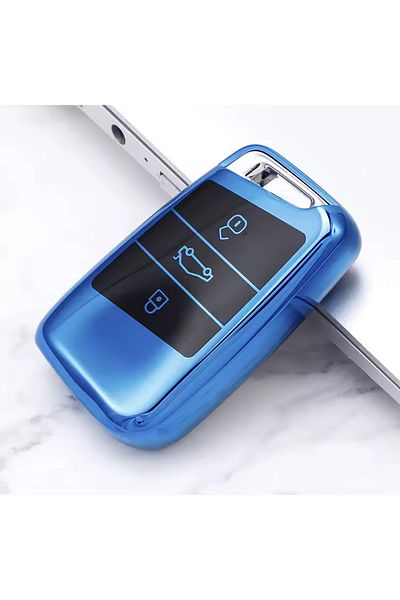 emii auto spare parts Volkswagen Seat Skoda Key Case Without Sustas Model Key Compatible Glossy Blue