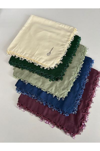 GÜNBATILI 5 bucăți eșarfă de culoare solidă, lucrată manual, cu mărgele, scris, cadou yemenit pentru dot 100x100cm