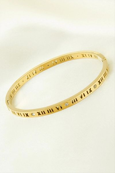 TAKIMOON Baby Boy Roman Numeral Steel Handcuff Bracelet