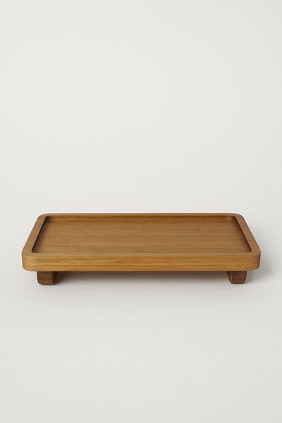 Mirilliahome Acacia Wood Presentation Plate |   4-Legged Oil Pot Base and Serving Stand