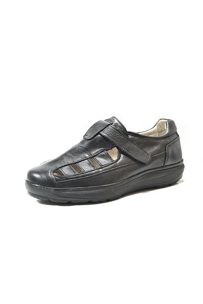 Dr.Comfort Dr. Comfort 7100 Black Genuine Leather Velcro Orthopedic Men's Candy Shoes