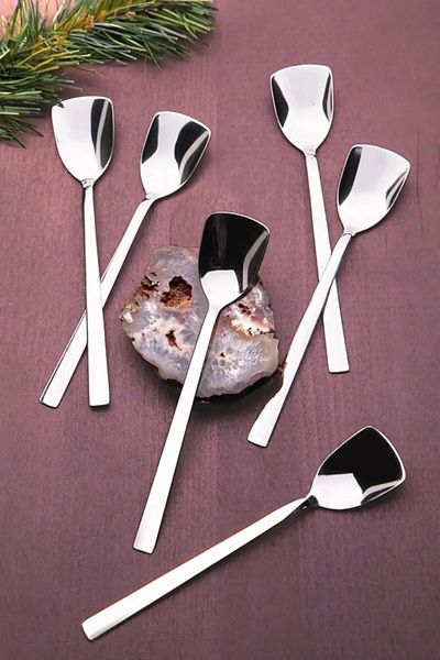 sui home Kt Home Ice Cream Spoon Stainless Steel Luxury Ice Cream and Dessert Spoon Set of 6 (6 Pcs) Soufflé Spoon
