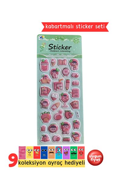 Pembe Pasaj Pink Kawaii Sticker Set - Embossed 3D Sticker Label - Notebook Laptop Agenda Journal Sticker