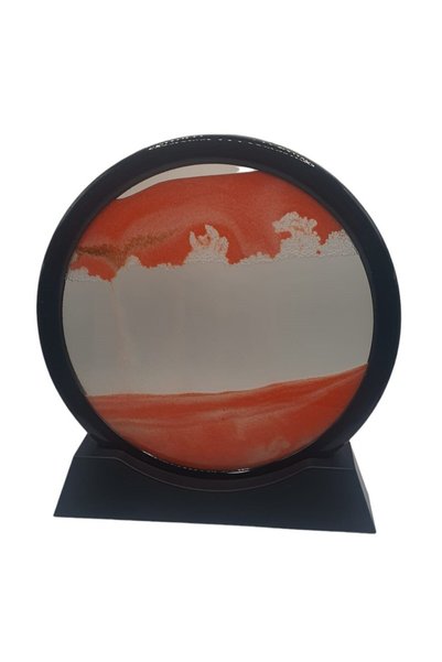 OEM Decorațiune pentru casă și birou în stil clepsidră, Sticlă/Nisip 3D, 18x19,5 cm, Roșu aprins/Negru