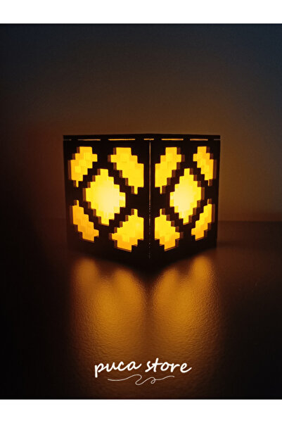 Genel Markalar Minecraft Temalı Redstone Lambası - Led mum hediyeli masa ve gece lambası 8x8x8 cm