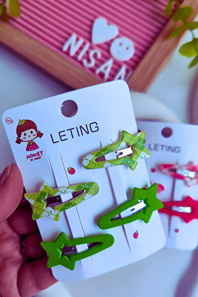 Nisankids Къса коса с тартан мотив и дизайн на падаща звезда, 2 чифта щипки за коса за бебета